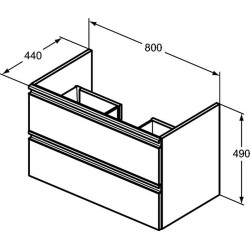 Spintelė praustuvui Ideal Standard Tesi 80 cm, 2 stalčiai, juoda matinė