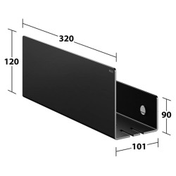 Dušo lentynėlė Keuco su kabliukais, 320 mm, juoda matinė