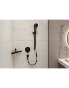 Kampinė lentyna Hansgrohe AddStoris Q, juoda matinė