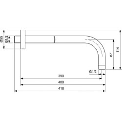 Dušo alkūnė Ideal Standard iš sienos, 400 mm, juoda matinė