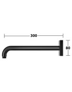 Dušo alkūnė Keuco iš sienos, 300 mm, kvadratinė rozetė, juoda matinė
