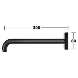 Dušo alkūnė Keuco iš sienos, 300 mm, kvadratinė rozetė, juoda matinė