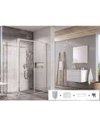 Stačiakampė dušo kabina su padėklu Ravak Blix Slim BLSDP2+BLSPS 120x80, blizgus profilis, komplektas 5 in 1, dešininis