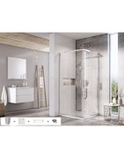Kvadratinė dušo kabina su padėklu Ravak Blix Slim BLSRV2 90x90, blizgus profilis, komplektas 5 in 1