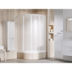 Pusapvalė žema dušo kabina Ravak Supernova SKCP4-90 Sabina, 170 cm, baltas profilis, Pearl plastikas
