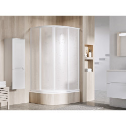 Pusapvalė žema dušo kabina Ravak Supernova SKCP4-80 Sabina, 170 cm, baltas profilis, Pearl plastikas
