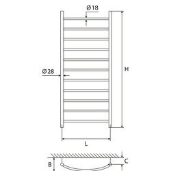 Rankšluosčių džiovintuvas Elonika EV1150KL, 1200x500 mm, varinis, chromuotas
