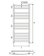 Rankšluosčių džiovintuvas Elonika EP50x118KL, 1180x456 mm, plieninis, chromuotas
