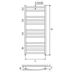 Rankšluosčių džiovintuvas Elonika EP50x118KL, 1180x456 mm, plieninis, chromuotas