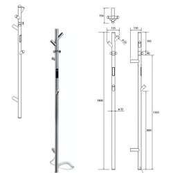 Elektrinis rankšluosčių džiovintuvas Bemeta Vertex 1400 mm, 35 W, blizgus nerūdijantis plienas