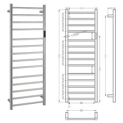 Elektrinis rankšluosčių džiovintuvas Bemeta Laderra 450x1320 mm, 180 W, blizgus nerūdijantis plienas