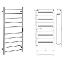 Elektrinis rankšluosčių džiovintuvas Bemeta Laderra 450x960 mm, 130 W, blizgus nerūdijantis plienas