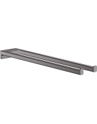 Dvigubas rankšluosčių laikiklis Hansgrohe AddStoris Q, 445 mm, šlifuotas juodas chromas