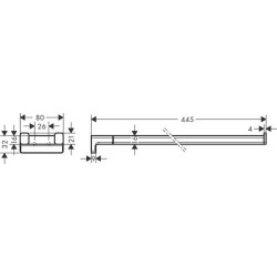 Dvigubas rankšluosčių laikiklis Hansgrohe AddStoris Q, 445 mm, šlifuotas juodas chromas