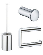 Aksesuarų komplektas Keuco Plan 3-in-1: WC popieriaus laikiklis, WC šepetys, kabliukas, chromas