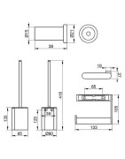 Aksesuarų komplektas Keuco Plan 3-in-1: WC popieriaus laikiklis, WC šepetys, kabliukas, juoda matinė