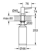 Muilo dozatorius Grohe Cosmopolitan, integruojamas, 500 ml, Brushed Hard Graphite