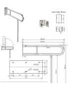 Atlenkiama atrama Bemeta Help 813 mm su koja, matinis nerūdijantis plienas