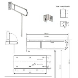 Atlenkiama atrama Bemeta Help 813 mm su koja, matinis nerūdijantis plienas