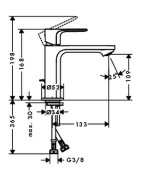 Praustuvo maišytuvas Hansgrohe Rebris S 110 CoolStart, be dugno vožtuvo, chromas