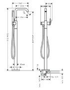 Vonios maišytuvas su dušo komplektu Hansgrohe Tecturis S, iš grindų (laisvai pastatomas), chromas