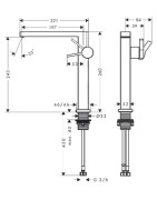 Praustuvo maišytuvas Hansgrohe Tecturis E 240 Fine CoolStart EcoSmart+, su push-open dugno vožtuvu, chromas