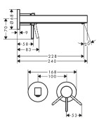 Praustuvo maišytuvas Hansgrohe Finoris 228, iš sienos, chromas