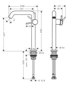 Praustuvo maišytuvas Hansgrohe Tecturis S 240 Fine CoolStart EcoSmart+, su push-open dugno vožtuvu, chromas