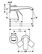 Praustuvo maišytuvas Hansgrohe Vivenis 192, iš sienos, chromas