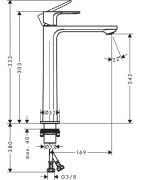 Praustuvo maišytuvas Hansgrohe Rebris S 240 CoolStart, be dugno vožtuvo, chromas