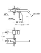 Praustuvo maišytuvas Grohe Essence 183 mm, iš sienos, chromas