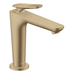 Praustuvo maišytuvas AXOR Citterio C cubic cut 125, su neužsidarančiu dugno vožtuvu, šlifuota bronza (Brushed Bronze)