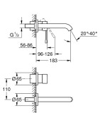 Praustuvo maišytuvas Grohe Essence 183 mm, iš sienos, matinis grafitas (Brushed Hard Graphite)