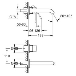 Praustuvo maišytuvas Grohe Essence 183 mm, iš sienos, matinis rausvas auksas (Brushed Warm Sunset)