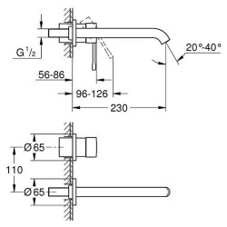 Praustuvo maišytuvas Grohe Essence 230 mm, iš sienos, nerūdijančio plieno spalva