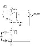 Praustuvo maišytuvas Grohe Essence 230 mm, iš sienos, matinė juoda (Phantom Black)