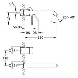 Praustuvo maišytuvas Grohe Essence 230 mm, iš sienos, matinė juoda (Phantom Black)