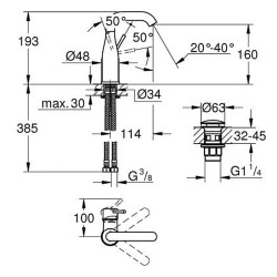 Praustuvo maišytuvas Grohe Essence M, su push-open dugno vožtuvu, chromas