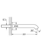 Vonios snapas Grohe Essence, iš sienos, 221 mm, chromas