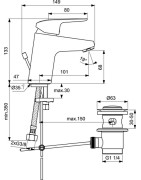 Praustuvo maišytuvas Ideal Standard Ceraflex, su dugno vožtuvu, chromas