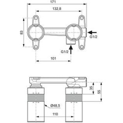 Potinkinė dalis Ideal Standard Kit1 sieniniam praustuvo maišytuvui, G 1/2