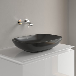 Praustuvas Villeroy&Boch Loop&Friends, 560x380 mm, be angos maišytuvui, juoda (Pure Black)