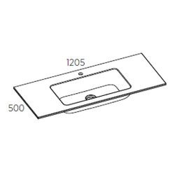 Praustuvas Balteco Grada, 1205x500x140 mm, su anga maišytuvui, balta matinė