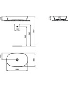 Praustuvas-dubuo Ideal Standard Ipalyss Oval, 600x380x120 mm, be angos maišytuvui, juoda matinė
