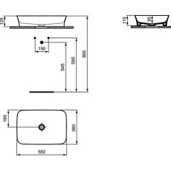 Praustuvas-dubuo Ideal Standard Ipalyss Rectangular, 550x380 mm, juoda matinė