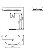 Praustuvas Ideal Standard Ipalyss Oval, 600x380x120 mm, be angos maišytuvui