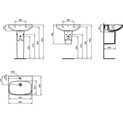 Praustuvas Ideal Standard i.Life A, 600x480x180 mm, su anga maišytuvui