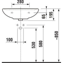 Praustuvas Jika Lyra Plus, 550x450x195 mm, su anga maišytuvui