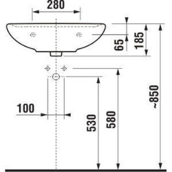 Praustuvas Jika Lyra Plus, 500x410x185 mm, su anga maišytuvui