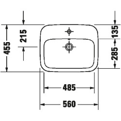 Praustuvas Duravit DuraStyle, 560x455 mm, su anga maišytuvui